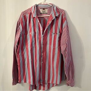 Vintage Levi's Casual Red and Blue Striped Button Down Shirt